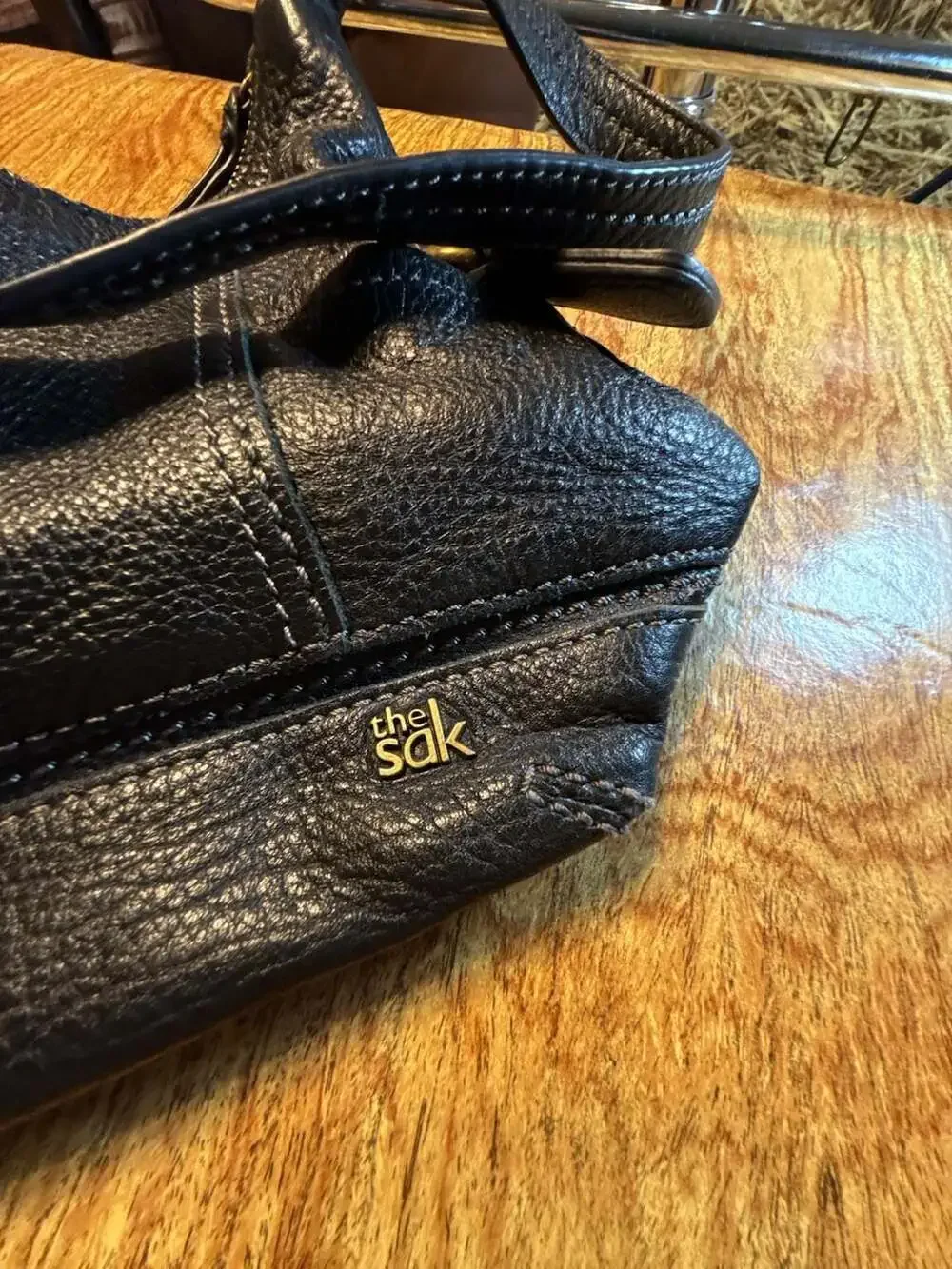 The Sak Black Pebbled Leather Shoulder Bag Hobo Purse